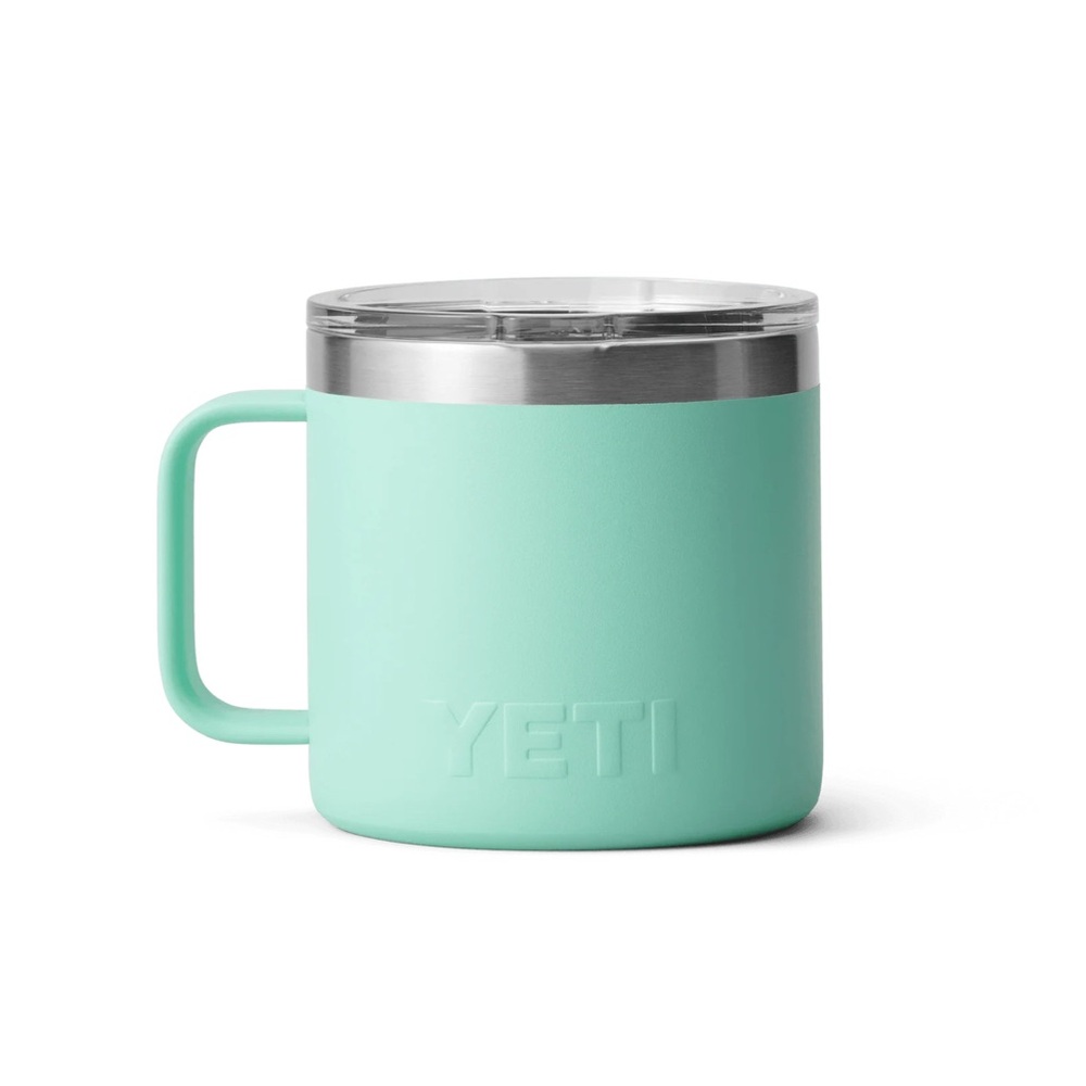 Yeti Rambler 14 oz Mug with Standard Lid Seafoam Green Coffee Cup NWOT New